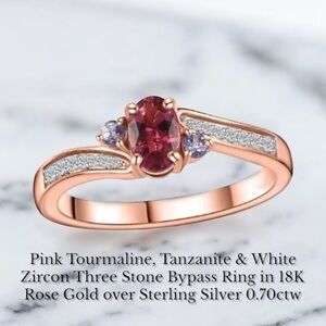 Stunning Pink and Gold Bypass Ring with Pink Tourmaline and Accent Stones